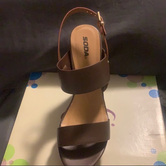 COPY - Brown leather wedge heel - Picture 2 of 3